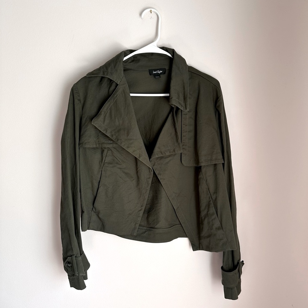 Lord & Taylor Army Green Open Front Fashion Jacket Size Medium